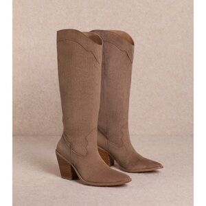 mi.im Boots Women's sz 9 Brown Suede Knee High Block Heel Cowboy Boots